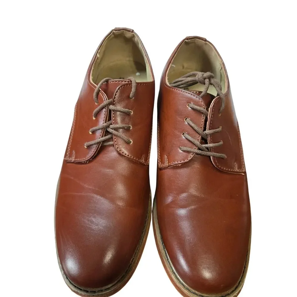 Deer Stags 6.5 Men's Boy's Brown Dress Shoe Oxford Derby Brogues 6 1/2